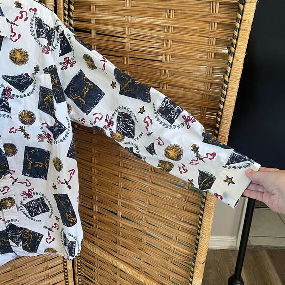 Vintage Tommy Hilfiger 90s Olympic Crest Print Button Down Shirt Medium - Picture 2 of 11